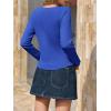 imageImily Bela Womens Waffle Knit Long Sleeve TShirts Slim Fit Crew Neck Basic Tee 2025 Trendy Spring Summer TopsBlue