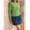 imageImily Bela Womens Waffle Knit Long Sleeve TShirts Slim Fit Crew Neck Basic Tee 2025 Trendy Spring Summer TopsGreen