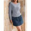 imageImily Bela Womens Waffle Knit Long Sleeve TShirts Slim Fit Crew Neck Basic Tee 2025 Trendy Spring Summer TopsGrey Marle