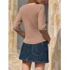imageImily Bela Womens Waffle Knit Long Sleeve TShirts Slim Fit Crew Neck Basic Tee 2025 Trendy Spring Summer TopsKhaki