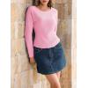 imageImily Bela Womens Waffle Knit Long Sleeve TShirts Slim Fit Crew Neck Basic Tee 2025 Trendy Spring Summer TopsLight Pink