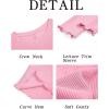 imageImily Bela Womens Waffle Knit Long Sleeve TShirts Slim Fit Crew Neck Basic Tee 2025 Trendy Spring Summer TopsLight Pink