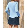 imageImily Bela Womens Waffle Knit Long Sleeve TShirts Slim Fit Crew Neck Basic Tee 2025 Trendy Spring Summer TopsSky Blue