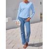 imageImily Bela Womens Waffle Knit Long Sleeve TShirts Slim Fit Crew Neck Basic Tee 2025 Trendy Spring Summer TopsSky Blue