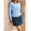 imageImily Bela Womens Waffle Knit Long Sleeve TShirts Slim Fit Crew Neck Basic Tee 2025 Trendy Spring Summer TopsSky Blue