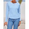imageImily Bela Womens Waffle Knit Long Sleeve TShirts Slim Fit Crew Neck Basic Tee 2025 Trendy Spring Summer TopsSky Blue