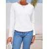 imageImily Bela Womens Waffle Knit Long Sleeve TShirts Slim Fit Crew Neck Basic Tee 2025 Trendy Spring Summer TopsWhite