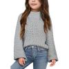 imageImily Bela Girls Sweaters Kids Casual Bell Sleeve Knit Pullover Jumper TopsGrey