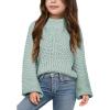 imageImily Bela Girls Sweaters Kids Casual Bell Sleeve Knit Pullover Jumper TopsMint Green