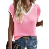 imageImily Bela Summer Cap Sleeve Sweater Vest for Women Casual V Neck Sleeveless Knit Pullover Tank Tops 2025 Spring ShirtsPink