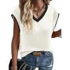 imageImily Bela Summer Cap Sleeve Sweater Vest for Women Casual V Neck Sleeveless Knit Pullover Tank Tops 2025 Spring ShirtsWhite