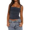 imageImily Bela Womens Summer Tank Tops Ruched Double Lined Sleeveless Y2K Going Out Crop ShirtsDark Grey