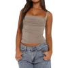 imageImily Bela Womens Summer Tank Tops Ruched Double Lined Sleeveless Y2K Going Out Crop ShirtsKhaki