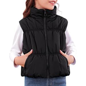 imageImily Bela Girls Puffer Vest Stand Collar Sleeveless Warm Jacket Cute Outerwear With Pockets 714 YearsBlack