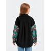 imageImily Bela Girls Aztec Print Corduroy Jacket Fall Button Down Long Sleeve Shirt Overszied ShacketBlack