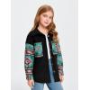 imageImily Bela Girls Aztec Print Corduroy Jacket Fall Button Down Long Sleeve Shirt Overszied ShacketBlack