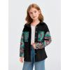 imageImily Bela Girls Aztec Print Corduroy Jacket Fall Button Down Long Sleeve Shirt Overszied ShacketBlack