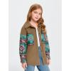 imageImily Bela Girls Aztec Print Corduroy Jacket Fall Button Down Long Sleeve Shirt Overszied ShacketBrown