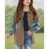 imageImily Bela Girls Aztec Print Corduroy Jacket Fall Button Down Long Sleeve Shirt Overszied ShacketBrown