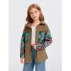 imageImily Bela Girls Aztec Print Corduroy Jacket Fall Button Down Long Sleeve Shirt Overszied ShacketBrown