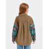 imageImily Bela Girls Aztec Print Corduroy Jacket Fall Button Down Long Sleeve Shirt Overszied ShacketBrown