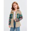 imageImily Bela Girls Aztec Print Corduroy Jacket Fall Button Down Long Sleeve Shirt Overszied ShacketKhaki