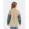 imageImily Bela Girls Aztec Print Corduroy Jacket Fall Button Down Long Sleeve Shirt Overszied ShacketKhaki