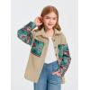 imageImily Bela Girls Aztec Print Corduroy Jacket Fall Button Down Long Sleeve Shirt Overszied ShacketKhaki