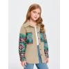 imageImily Bela Girls Aztec Print Corduroy Jacket Fall Button Down Long Sleeve Shirt Overszied ShacketKhaki