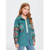 imageImily Bela Girls Aztec Print Corduroy Jacket Fall Button Down Long Sleeve Shirt Overszied ShacketLake Green