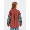 imageImily Bela Girls Aztec Print Corduroy Jacket Fall Button Down Long Sleeve Shirt Overszied ShacketRed Brick