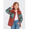 imageImily Bela Girls Aztec Print Corduroy Jacket Fall Button Down Long Sleeve Shirt Overszied ShacketRed Brick
