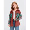 imageImily Bela Girls Aztec Print Corduroy Jacket Fall Button Down Long Sleeve Shirt Overszied ShacketRed Brick