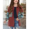 imageImily Bela Girls Aztec Print Corduroy Jacket Fall Button Down Long Sleeve Shirt Overszied ShacketRed Brick