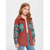 imageImily Bela Girls Aztec Print Corduroy Jacket Fall Button Down Long Sleeve Shirt Overszied ShacketRed Brick
