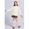 imageImily Bela Girls Turtleneck Sweaters Kids Batwing Sleeve Knit Clothes Chunky Pullover JumperAbeige