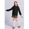 imageImily Bela Girls Turtleneck Sweaters Kids Batwing Sleeve Knit Clothes Chunky Pullover JumperAblack