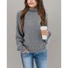 imageImily Bela Girls Turtleneck Sweaters Kids Batwing Sleeve Knit Clothes Chunky Pullover JumperAdeep Grey