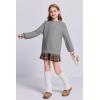 imageImily Bela Girls Turtleneck Sweaters Kids Batwing Sleeve Knit Clothes Chunky Pullover JumperAdeep Grey
