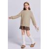 imageImily Bela Girls Turtleneck Sweaters Kids Batwing Sleeve Knit Clothes Chunky Pullover JumperAkhaki