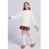 imageImily Bela Girls Turtleneck Sweaters Kids Batwing Sleeve Knit Clothes Chunky Pullover JumperAwhite