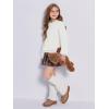 imageImily Bela Girls Turtleneck Sweaters Kids Batwing Sleeve Knit Clothes Chunky Pullover JumperAwhite
