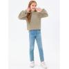 imageImily Bela Girls Turtleneck Sweaters Kids Batwing Sleeve Knit Clothes Chunky Pullover JumperZ3cable Knitkhaki