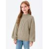 imageImily Bela Girls Turtleneck Sweaters Kids Batwing Sleeve Knit Clothes Chunky Pullover JumperZ3cable Knitkhaki