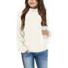 imageImily Bela Girls Turtleneck Sweaters Kids Batwing Sleeve Knit Clothes Chunky Pullover JumperZ3cable Knitbeige