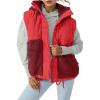 imageImily Bela Womens Winter Sherpa Fleece Vest Stand Collar Button Down Sleeveless Jacket Casual Hooded Coat OuterwearRed