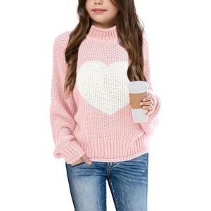 imageImily Bela Girls Turtleneck Sweaters Kids Batwing Sleeve Knit Clothes Chunky Pullover JumperBpink