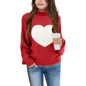 imageImily Bela Girls Turtleneck Sweaters Kids Batwing Sleeve Knit Clothes Chunky Pullover JumperBred