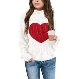 imageImily Bela Girls Turtleneck Sweaters Kids Batwing Sleeve Knit Clothes Chunky Pullover JumperBwhite