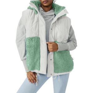 imageImily Bela Womens Winter Sherpa Fleece Vest Stand Collar Button Down Sleeveless Jacket Casual Hooded Coat OuterwearGreen